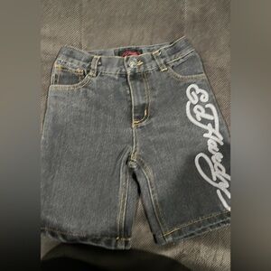 Ed Hardy Kids Shorts Jean Denim Jorts Logo Boys size 7 Y2K